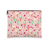 Fanciful Ice Cream Makeup Bag, Divertente Dessert Cosmetic Travel Pouch per le donne, Portatile Piccola Tela Zipper Organizer, Summer Skincare Toiletry Bag, Pesca, 7x9 Inch, Gelato