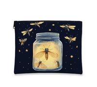 Fanciful Jar - Trousse da viaggio vintage con insetti, da donna, organizer portatile in tela con cerniera, borsa da toeletta estiva per la cura della pelle, 17,8 x 22,9 cm