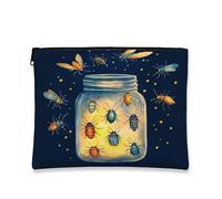 Fanciful Jar - Trousse per trucchi vintage, con stampa di insetti, per donne, organizer portatile in tela con cerniera, borsa da toilette da viaggio notturna, 17,8 x 22,9 cm