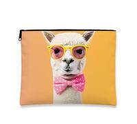 Fanciful Llama, borsa da viaggio per cosmetici in alpaca divertente, da donna, organizer portatile in tela con cerniera, borsa da toilette estiva per la cura della pelle, Giallo, 7x9 Inch, Lama