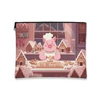 Fanciful Makeup Pouch, Peach s Chef Christmas Cosmetic Travel Bag per donna, organizer portatile in tela con cerniera, beauty case per la cura della pelle durante le vacanze, 7x9 pollici