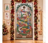 Fanciful Marble Run Track - Copri porta natalizio, 91,4 x 182,9 cm | Fantasiosa pista meccanica, sfondo per porta d'ingresso, sentieri vibranti e avvolgenti, atmosfera festiva stagionale