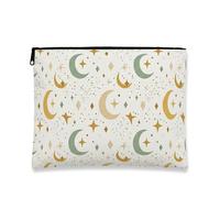 Fanciful Moon - Trousse da viaggio per cosmetici, in tela, portatile, con cerniera, perfetta per la cura della pelle invernale, bianco, 7x9 Inch, Luna