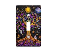 Fanciful Placca di copertura per interruttore della luce dell'albero celeste, design multicolore vivace per la decorazione della casa, dimensioni standard termoplastiche, ideale per l'uso tutto l'anno