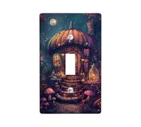 Fanciful Pumpkin House Placche di copertura per interruttore della luce, decorazione autunnale per accenti domestici, piastre da parete in materiale termoplastico, dimensioni standard singolo a
