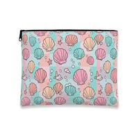 Fanciful Shell Trousse Trucchi, Ispirato all'Oceano Pastello, Trousse da Viaggio per le Donne, Piccola Borsa Portatile in Tela con Cerniera Organizzatore di Articoli da toel, Pastello., 7x9 Inch