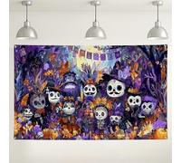 Fanciful Skull Halloween sfondo, decorazioni festive giorno dei morti per feste, sfondo fotografico colorato per interni ed esterni, 180 x 109 cm