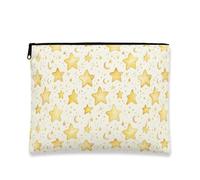 Fanciful Star - Trousse da viaggio vintage con luna e stelle, borsa da viaggio per donne, organizer portatile in tela con cerniera, borsa da toilette per la cura della pelle delle vacanze, Giallo, 7x9