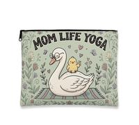 Fanciful Swan - Trousse per cosmetici, con stampa floreale vintage, per donne, organizer portatile con cerniera per gli amanti dello yoga, Verde, 7x9 Inch, Cigno
