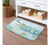 Fanciful - Tappetino da bagno con coccodrillo, ad asciugatura rapida, assorbente, antiscivolo, in flanella, lavabile, 50 x 81 cm