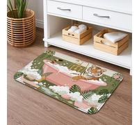 Fanciful Tappetino da bagno tropicale ad asciugatura rapida, divertente tigre nella vasca da bagno, assorbente, antiscivolo, tappetino decorativo in flanella lavabile, tappeto da bagno per bagno, WC