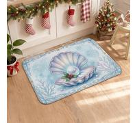 Fanciful - Tappeto da cucina a tema sirena, 40,6 x 61 cm | Tema invernale costiero, tappeto per lavello da cucina, sirena e scrigno del tesoro, illustrazione ad acquerello