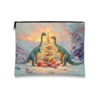 Fanciful - Trousse da viaggio con dinosauro, con dinosauri blu, da donna, piccola borsa portatile in tela con cerniera, organizer per articoli da toeletta per la cura della pelle, Blu, 7x9 Inch