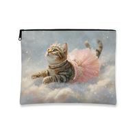 Fanciful - Trousse da viaggio con gatto, motivo principessa Kitty, borsetta da viaggio per donne, piccola borsa portatile con cerniera, borsa regalo per festival, perfetta per compleanni, Pesca, 7x9