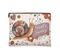 Fanciful - Trousse da viaggio con lumaca, vintage, floreale, da donna, organizer portatile in tela con cerniera, borsa da toilette primaverile per la cura della pelle, Crema, 7x9 Inch, Lumaca
