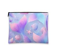 Fanciful - Trousse da viaggio con sirena, da donna, in tela, portatile, con cerniera, per la cura della pelle estiva e da spiaggia, Blu, 7x9 Inch, Sirena