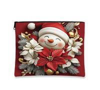 Fanciful - Trousse da viaggio per cosmetici, motivo pupazzo di neve, con stella di Natale, da donna, piccola borsa portatile in tela con cerniera, borsa da toilette per la cura della pelle delle