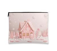 Fanciful Trousse per il trucco, a forma di casa di pan di zenzero, borsa da viaggio per donne, piccola borsa portatile in tela con cerniera, borsa da toilette per la cura della pelle delle vacanze
