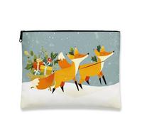 Fanciful - Trousse per il trucco, con volpi arancioni, borsa da viaggio per donne, piccola borsa portatile in tela con cerniera, borsa da toilette invernale per la cura della pelle, Arancione, 7x9