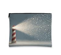 Fanciful Trousse per trucchi, borsa da viaggio con faro rosso scintillante per donne, piccola custodia portatile in tela con cerniera, organizer per articoli da toeletta per le vacanze, Rosso, 7x9