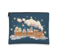 Fanciful Trousse per trucchi, borsa da viaggio per donne, piccola borsa portatile in tela con cerniera, borsa da toeletta per la cura della pelle delle vacanze, Blu, 7x9 Inch, Treno