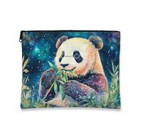 Fanciful - Trousse per trucchi con panda, borsa da viaggio artistica da donna, in tela portatile, con cerniera, borsa da toilette per la cura della pelle della natura, Multicolore, 7x9 Inch, Panda