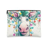 Fanciful - Trousse per trucchi con renna, per le vacanze, per donne, portatile, piccola tela con cerniera, borsa da toilette natalizia per la cura della pelle, Bianco, 7x9 Inch, Renna