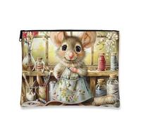 Fanciful - Trousse per trucchi con topolino, graziosa borsetta da viaggio per donne, piccola borsa portatile in tela con cerniera, per gli amanti del fai da te, Multicolore, 7x9 Inch, Mouse