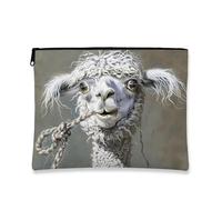 Fanciful - Trousse per trucchi in alpaca, portatile, piccola, in tela, da donna, divertente organizer con cerniera per la cura della pelle e articoli da toeletta, ottima idea regalo, bianco, 7x9 Inch