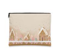 Fanciful Trousse per trucchi, motivo casa di pan di zenzero, astuccio da viaggio vintage per donne, piccola borsa portatile in tela con cerniera, borsa da toilette per la cura della pelle delle