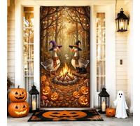 Fanciful Witch Hat Oche falò oca Halloween porta copre 91 x 183 cm | Fantasioso cappello da strega, striscione per portico, atmosfera accogliente da falò, foglie autunnali della foresta