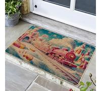Fanciful Zerbino da treno colorato tappeto d'ingresso per decorazione di vacanze invernali tappetino antiscivolo per interni ed esterni, 29 x 17 pollici