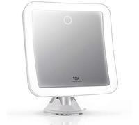 Fancii Specchio di ingrandimento 10 x ricaricabile per trucco con 3 impostazioni di luce LED - Touch dimmerabile, potente ventosa - specchio illuminato da bagno (Guarda 2)