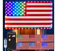 Fancilluma 98 luci a LED con bandiera americana, controllo intelligente tramite app, 0,9 x 1,5 m, luce RGB con bandiera americana, alimentata tramite USB, per casa, patio, 4 luglio, giorno della