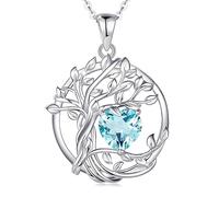 FANCIME Albero della vita Baum des Lebens Geburtstein Halskette Sterling Silber Anhänger Geburtstein Kette Edelstein Jahrestag Geburtstag Schmuck Weihnachten Geschenke für Damen Mama Ihre Frau