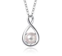 FANCIME Ciondolo con pietra portafortuna in oro bianco massiccio 14 carati con catena regolabile in argento Sterling, delicata collana con gemma infinita, gioiello raffinato, per anniversario