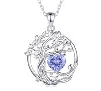 FANCIME Collana Albero della Vita con Pietra del Mese per Donna Argento Sterling 925 Albero della Vita Ciondolo con Pietra del Mese Collana Gioielli Regali per Donne Ragazze, Lunghezza Catena: 40+5 cm