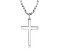 FANCIME Collana Croce Ciondolo in argento Sterling 925 con Catena in Acciaio Inossidabile 61cm per Uomo Ragazzi