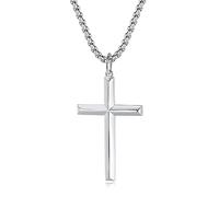FANCIME Collana Croce Ciondolo in argento Sterling 925 con Catena in Acciaio Inossidabile 61cm per Uomo Ragazzi