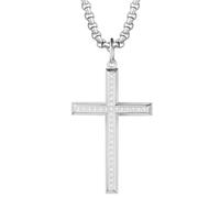 FANCIME Collana Croce Ciondolo in argento Sterling 925 con Catena in Acciaio Inossidabile 61cm per Uomo Ragazzi