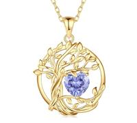 FANCIME Collana da donna con albero della vita, con pietra portafortuna, placcata in oro giallo, con albero della vita, ideale come regalo per donne, ragazze, lunghezza: 40 + 5 cm, Argento sterling