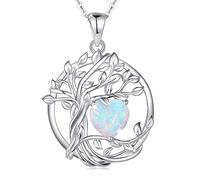 FANCIME Collana da donna con ciondolo a forma di albero della vita, con | Collana con albero della vita, in ottone placcato oro, con imitazione pietra portafortuna, gioiello raffinato