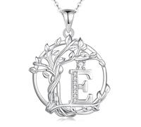 FANCIME Collana da donna con ciondolo a forma di albero della vita, in argento Sterling 925, A-Z, con alfabeto, per donne, ragazze, lunghezza: 40 + 5 cm