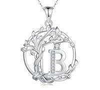 FANCIME Collana da donna con lettere albero della vita, argento sterling 925 A-Z alfabeto iniziali ciondolo collana gioielli regali per donne ragazze, lunghezza catena: 40+5 cm, Argento sterling