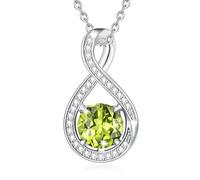 FANCIME Collana da donna con pietra portafortuna, in argento Sterling, con ciondolo a forma di infinito, regalo di compleanno, per donne, donne, mamma, figlia, catena 16+2, Argento sterling Oro