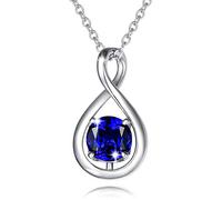 FANCIME Collana da donna in argento sterling 925, con ciondolo a forma di pietra portafortuna, idea regalo per mamma e donna, Argento sterling Oro, Zaffiro sintetico