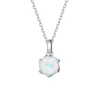 FANCIME Ebloom - Collana da donna in oro bianco massiccio 14 carati, con ciondolo in argento Sterling, a forma di cuore, pietra portafortuna, per la festa delle mamme, Oro