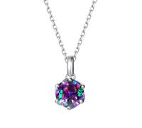 FANCIME Ebloom - Collana da donna in oro bianco massiccio 14 carati, con ciondolo in argento Sterling, a forma di cuore, pietra portafortuna, per la festa delle mamme, Oro