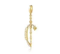 FANCIME Harry Potter x Collaboration - Silente Elder Wand Charm, Gold, Sterling Silver Charms Necklace Jewellery Gift for Women Girls