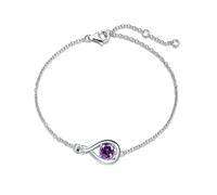 FANCIME Infinity Bracciale in Argento Sterling 925 Zaffiro Bracciale Settembre Birthstone Bracciale, con Bellissimo Portagioie Compleanno di Natale San Valentino Anniversario Presente per le Donne